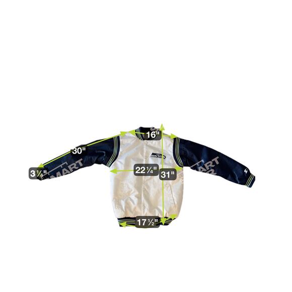 Rare White Starter Seattle Seahawks NFL Satin Bomber Jacket Medium - Picture 11 of 11
